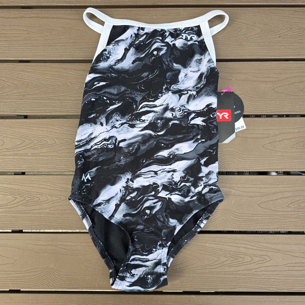 TYR Durafast Elite Youth Girl's Marble Diamondfit One Piece Swim Sz 26 New
